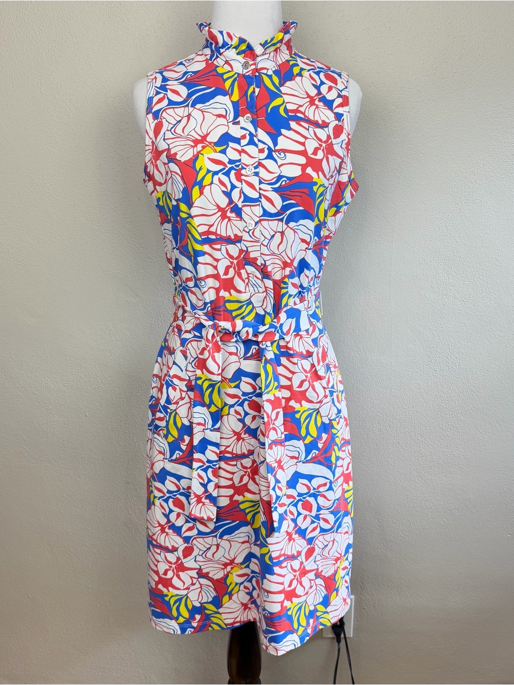 J. MCLAUGHLIN Floral Catalina Cloth Popover Dress Sleeveless Knee Length Small S